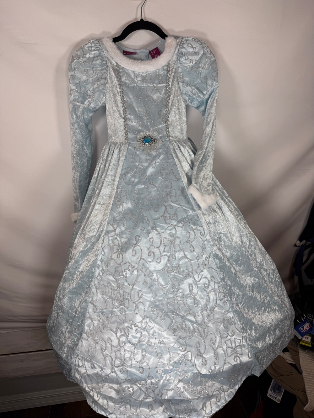 What A Character! Girls Ice Princess Dress-Up Gown Light Blue Velour Size M 7/8